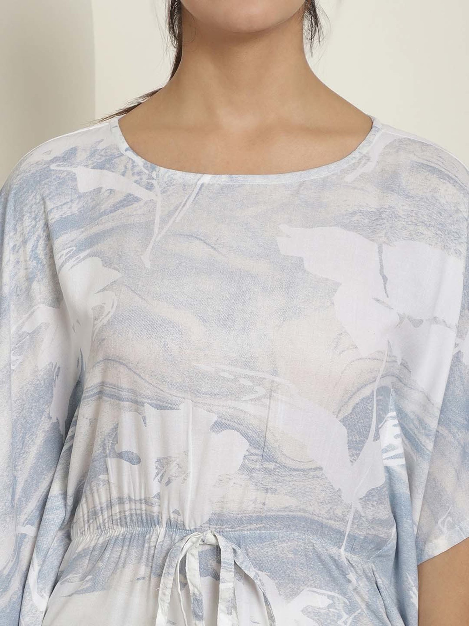 Indian Needle Light Blue Kaftan Tunic & Pant Set