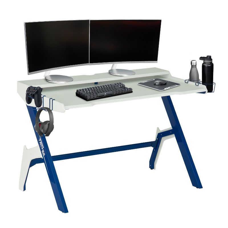 Ergonomic Computer Gaming Desk Blue - Techni Sport