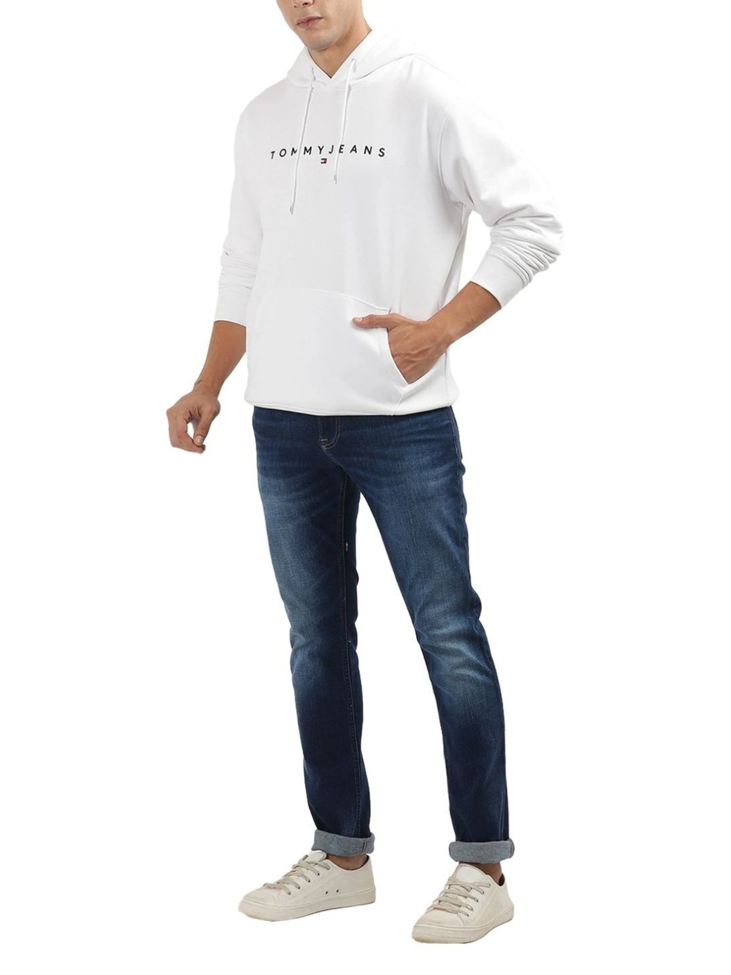 Tommy Hilfiger White Logo Regular Fit Hoodie