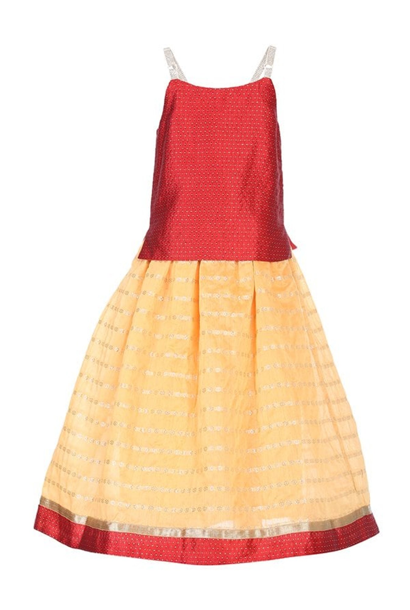 A Little Fable Kids Red & Beige Embellished Lehenga Choli