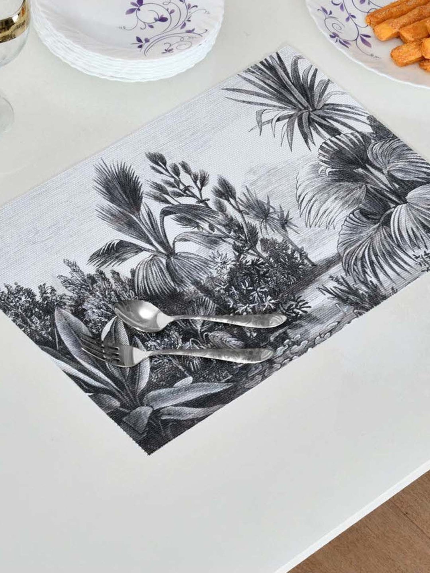 @home Grey & Black Pvc Nature Table Placemats - Set of 4