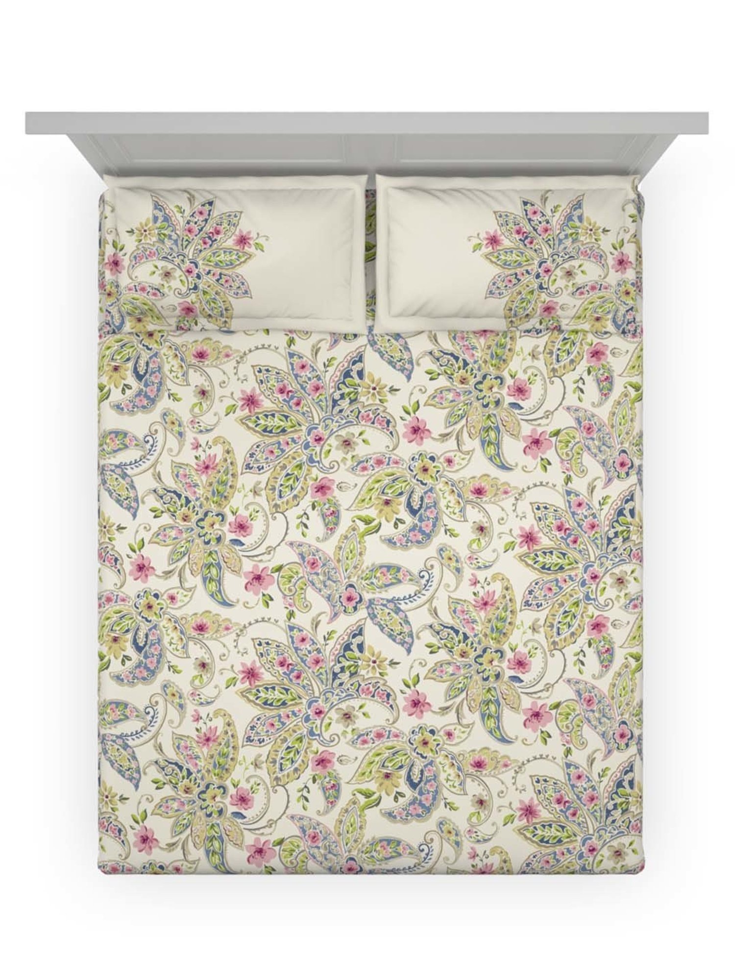 Ddecor Live beautiful Primary Green 144 TC Cotton Queen Bedsheet with 2 Pillow Covers