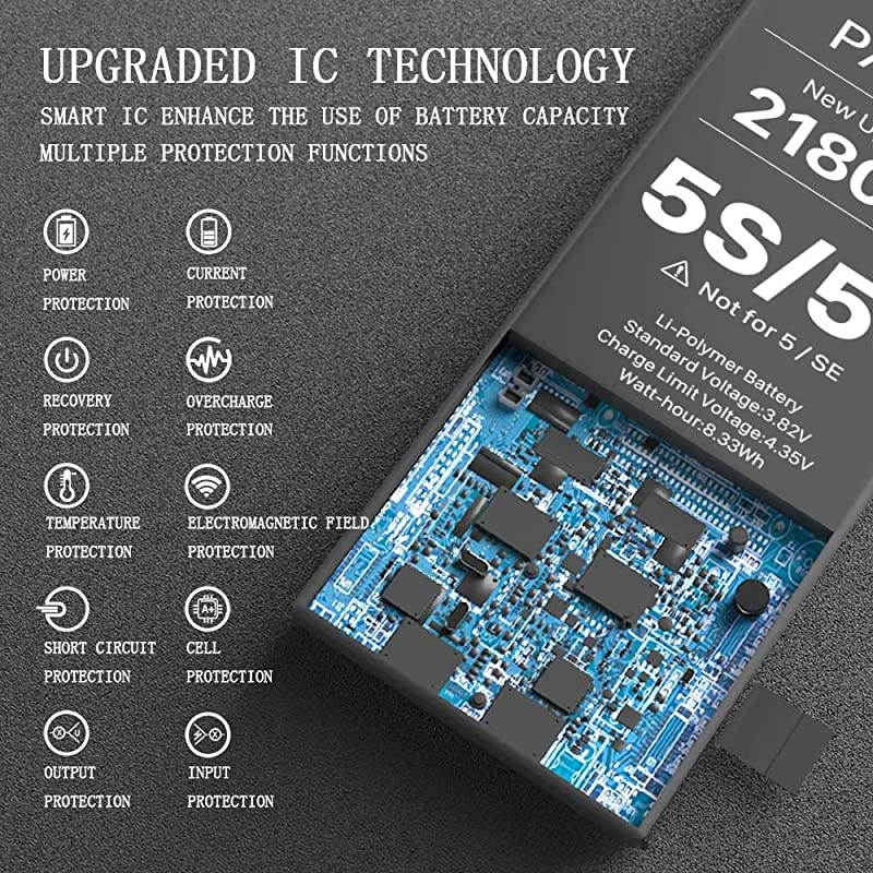 Battery for iPhone 5S and 5C (not 5/SE), Upgraded Higher Capacity New 0 Cycle Battery Replacement Kit for iPhone 5S 5C with Professional Repair Tools and Adhesive