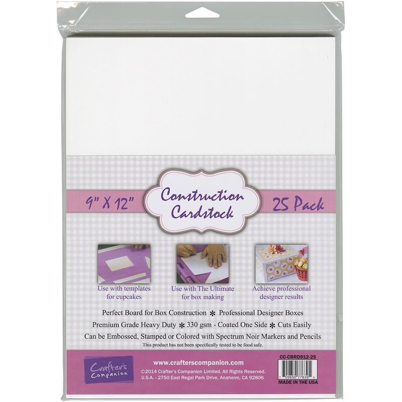 Crafter's Companion Construction Cardstock 9"X12" 25/Pkg-White
