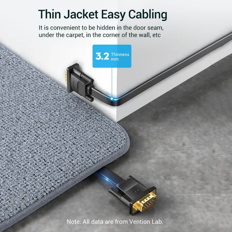 Vention DAIBG VGA Cable 3+6 Male to Male Flat Cable 1080P High HDTV Video Adapter for Projector Monitor Computer Cable 1.5m