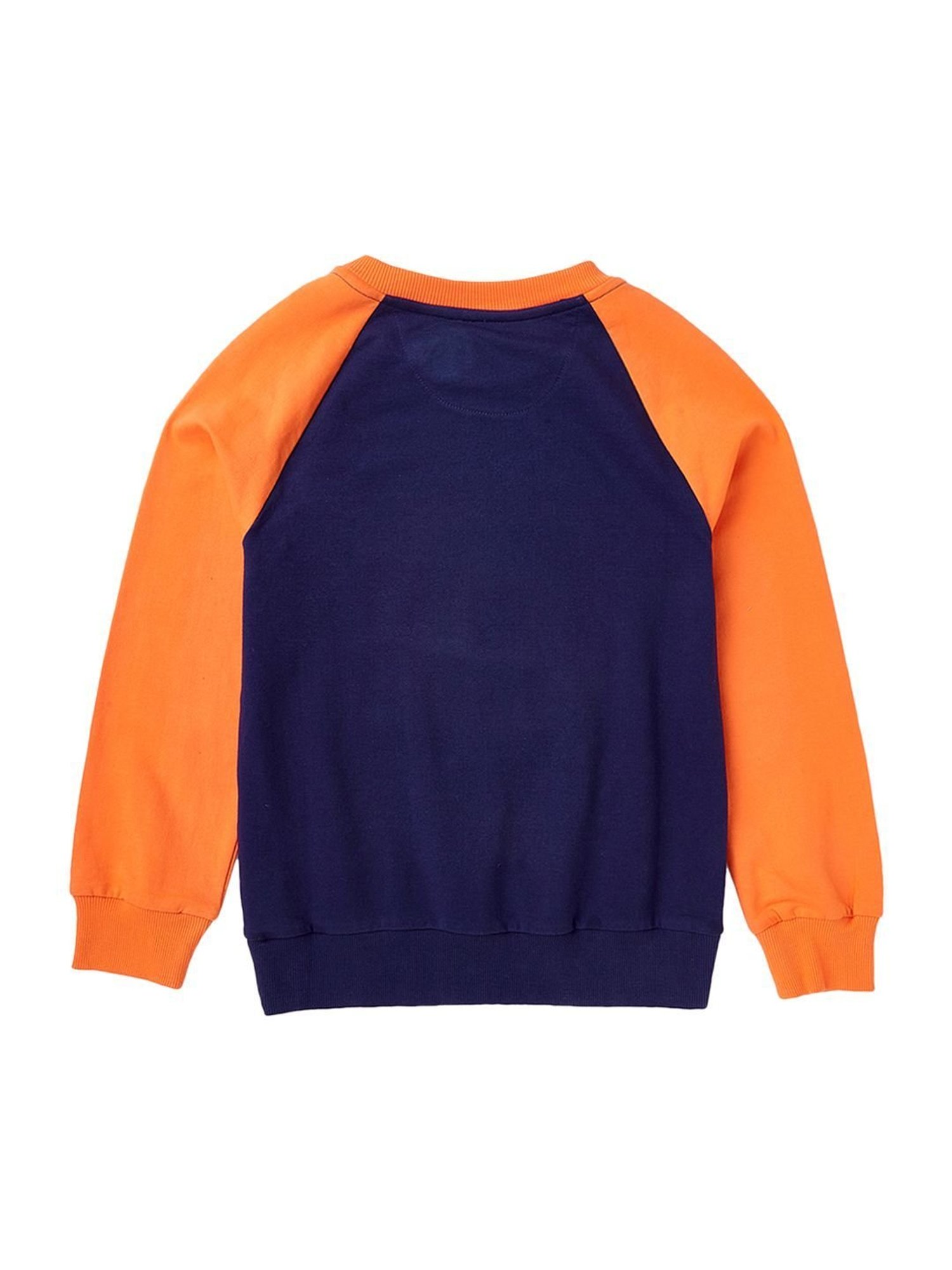 Cub McPaws Kids Navy & Orange Cotton Printed Full Sleeves Sweatshirt