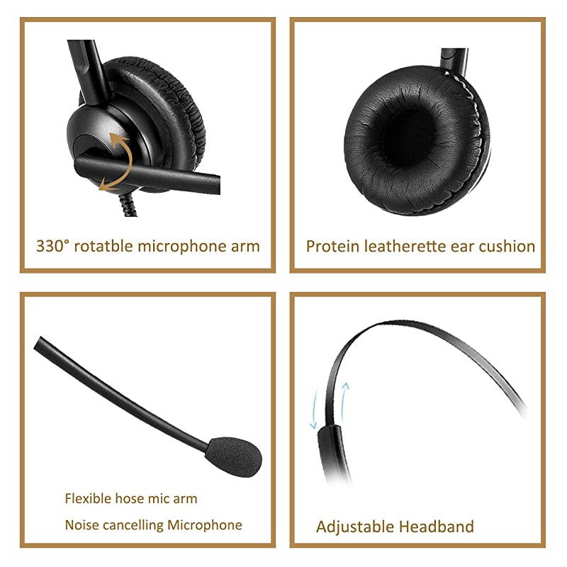 Headset with RJ9 Jack for Landline Telephone Headset with Noise Cancelling Microphone for 6941 7841 7941 7942 7945 7960 7961 7962 7965 8845 8945