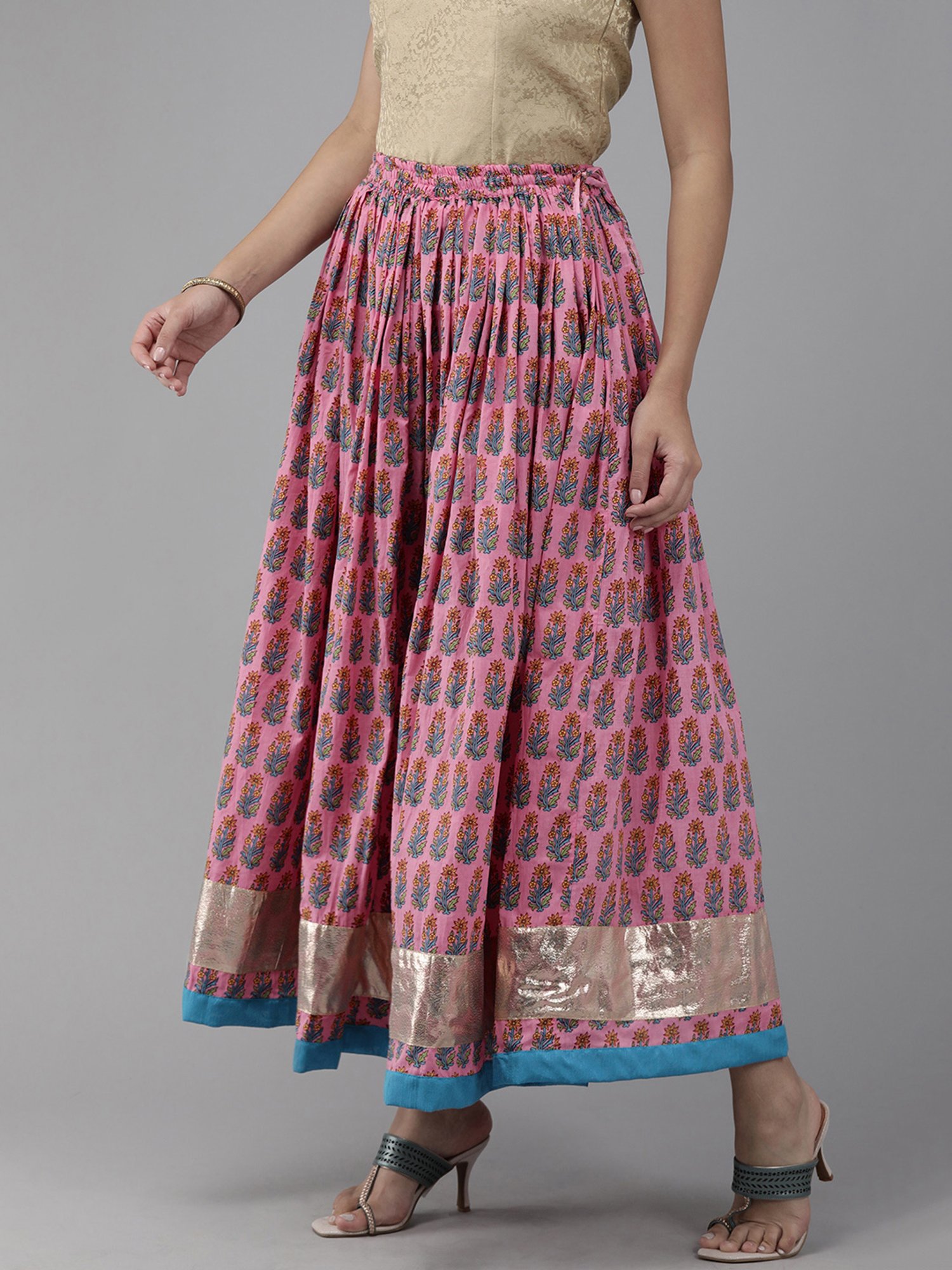 Geroo jaipur Pink Printed Skirt