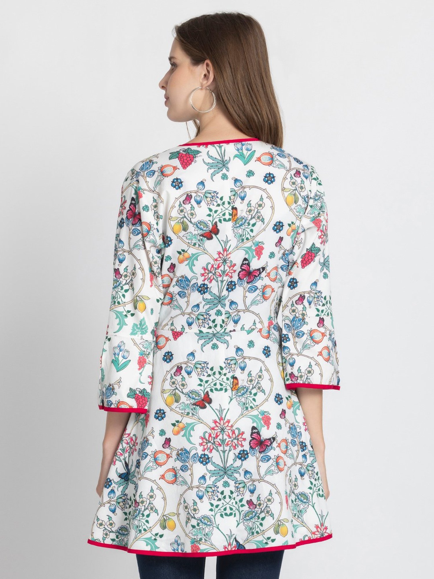 Akkriti by Pantaloons Off-White Self Pattern Shrug