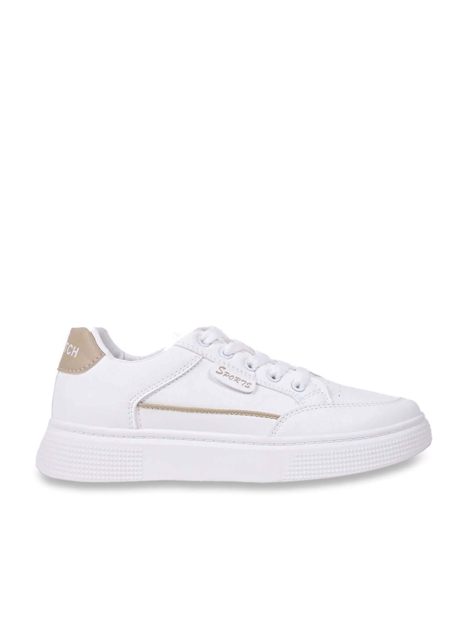 Jove Women's Pearl White & Khaki Sneakers