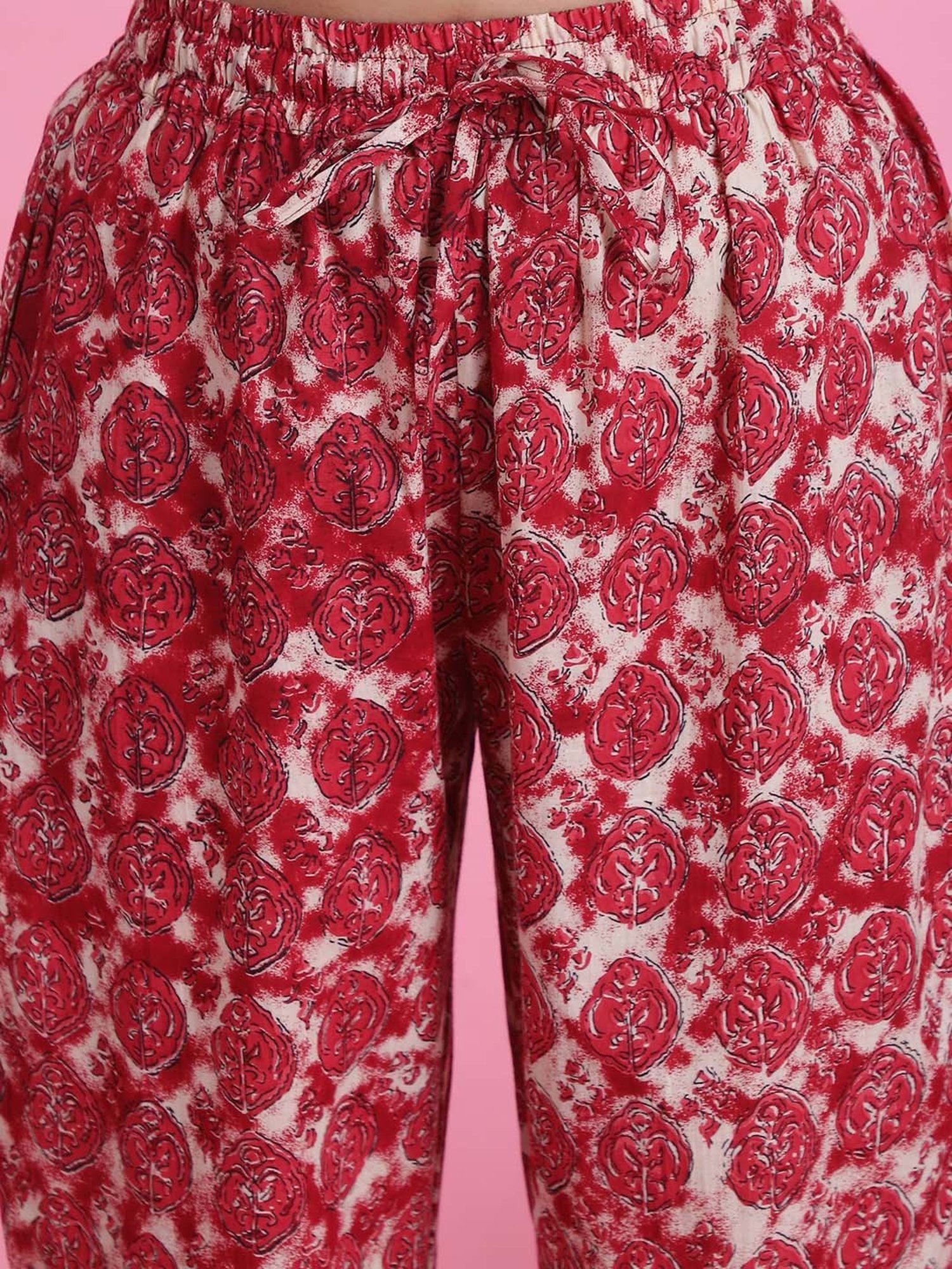 Prakrti Maroon Cotton Floral Print Top Pant Set