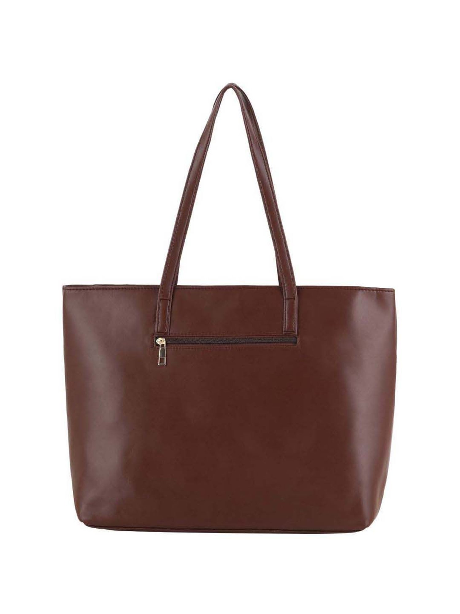 Toteteca Brown Cut Work Medium Tote Handbag