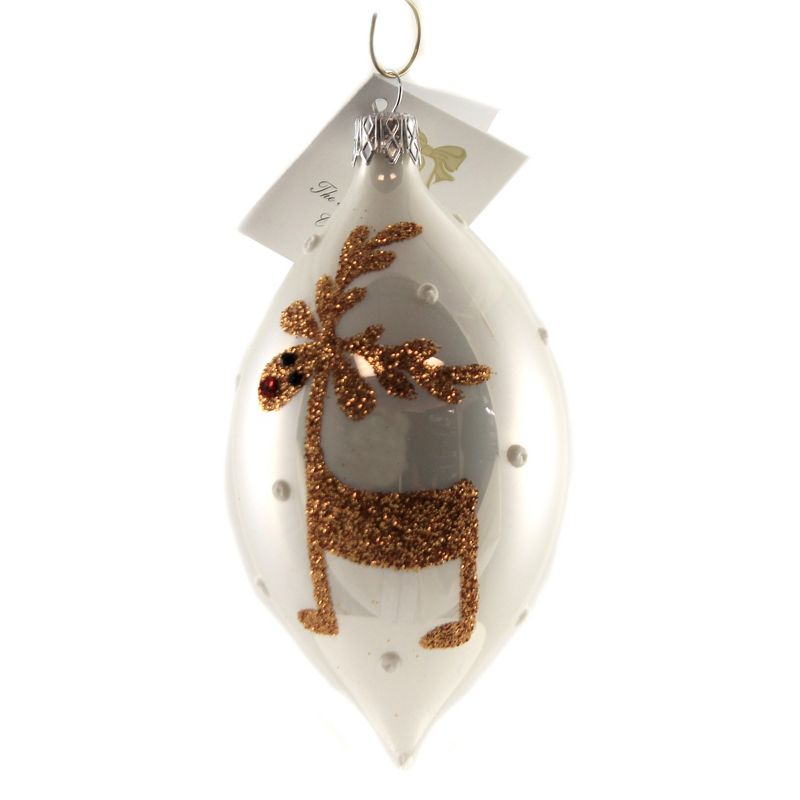 Golden Bell Collection 4.75" Reindeer On Teardrop Christmas Ornament  -  Tree Ornaments