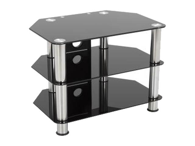 AVF SDC800CM-A up to 42" Chrome Effect / Black Glass Classic - Corner Glass TV Stand with Cable Mangement