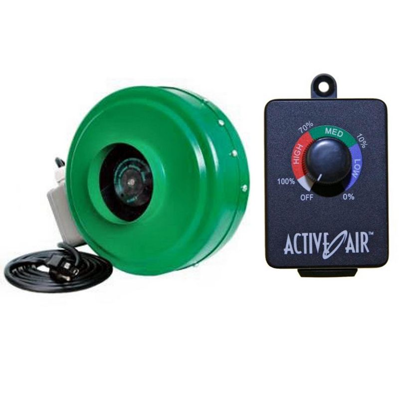 Active Air ACDF4 4 Inch Hydroponic 165 CFM Inline Fan + ACSC Fan Controller