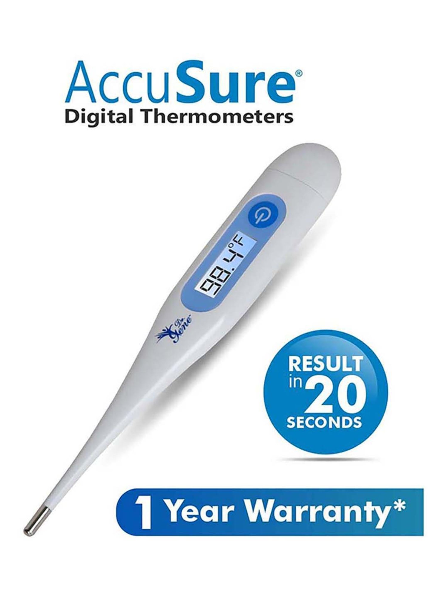 AccuSure MT-32 Waterproof Digital Thermometer (White)
