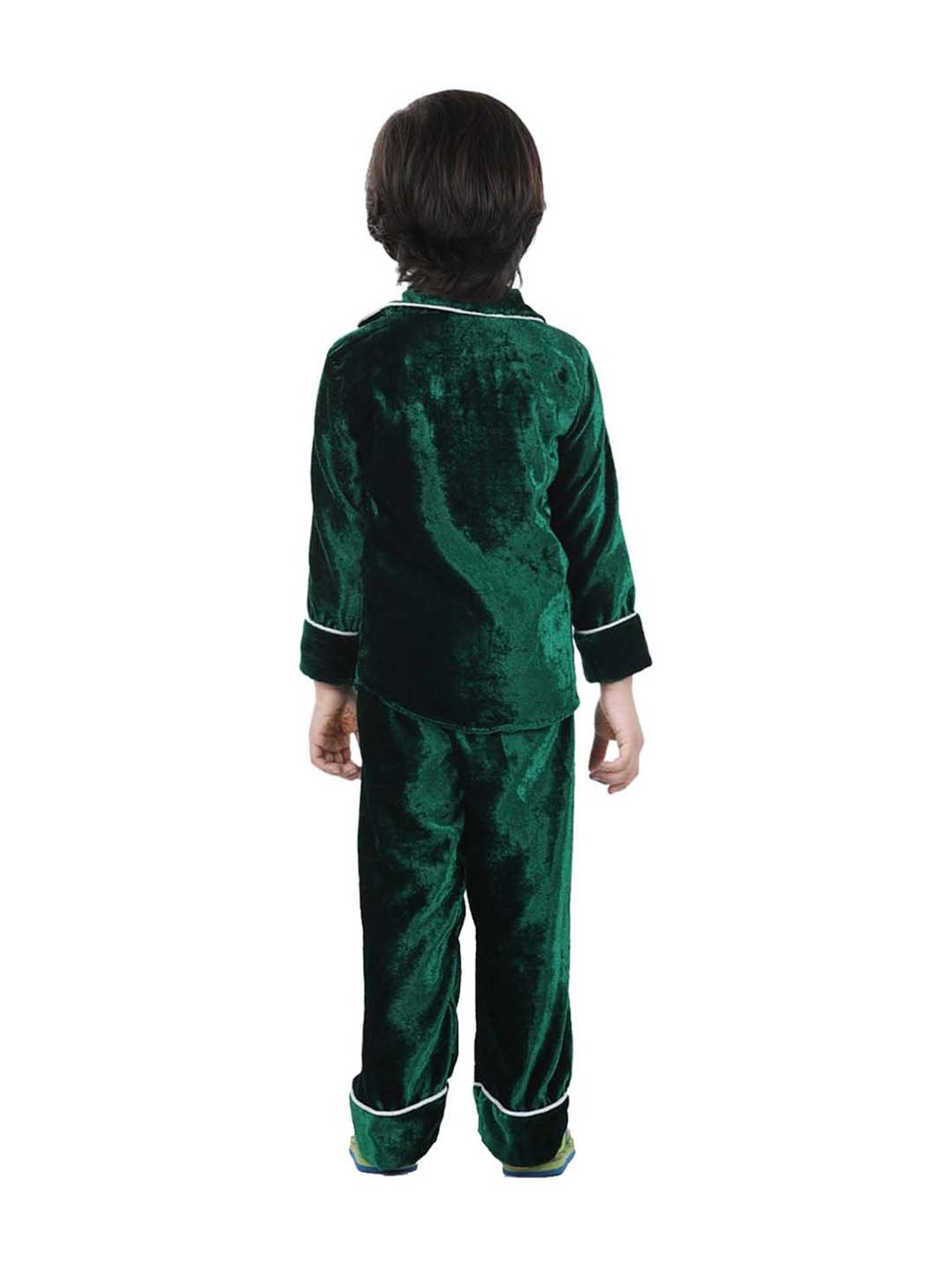 BownBee Boys Green Regular Fit Night Suit