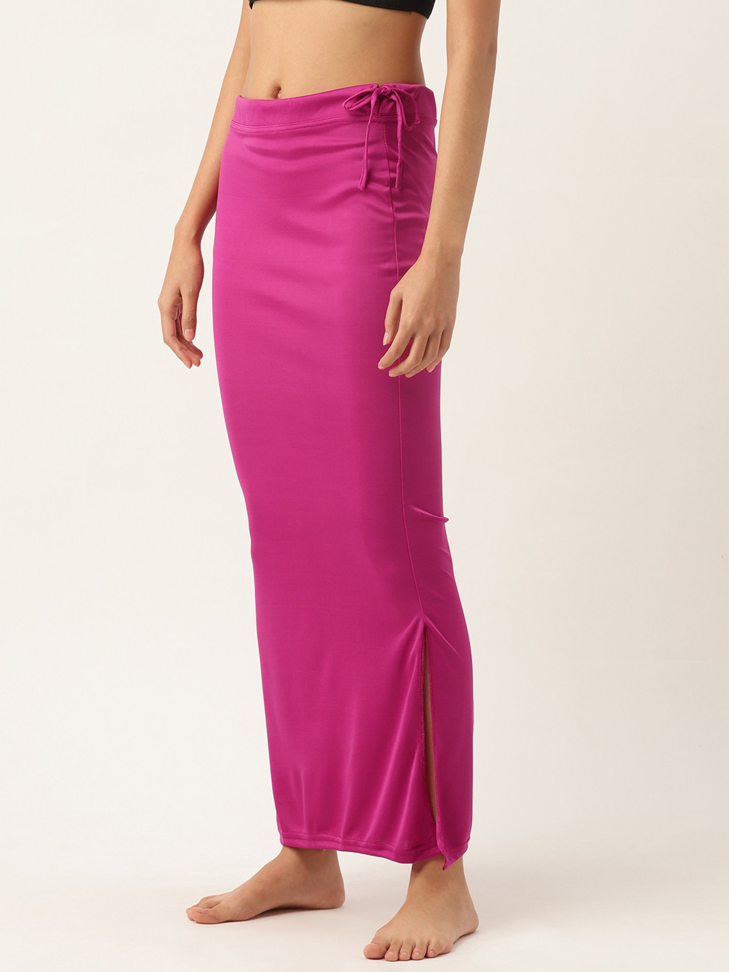 Ms.Lingies Pink Plain Saree Shapewear