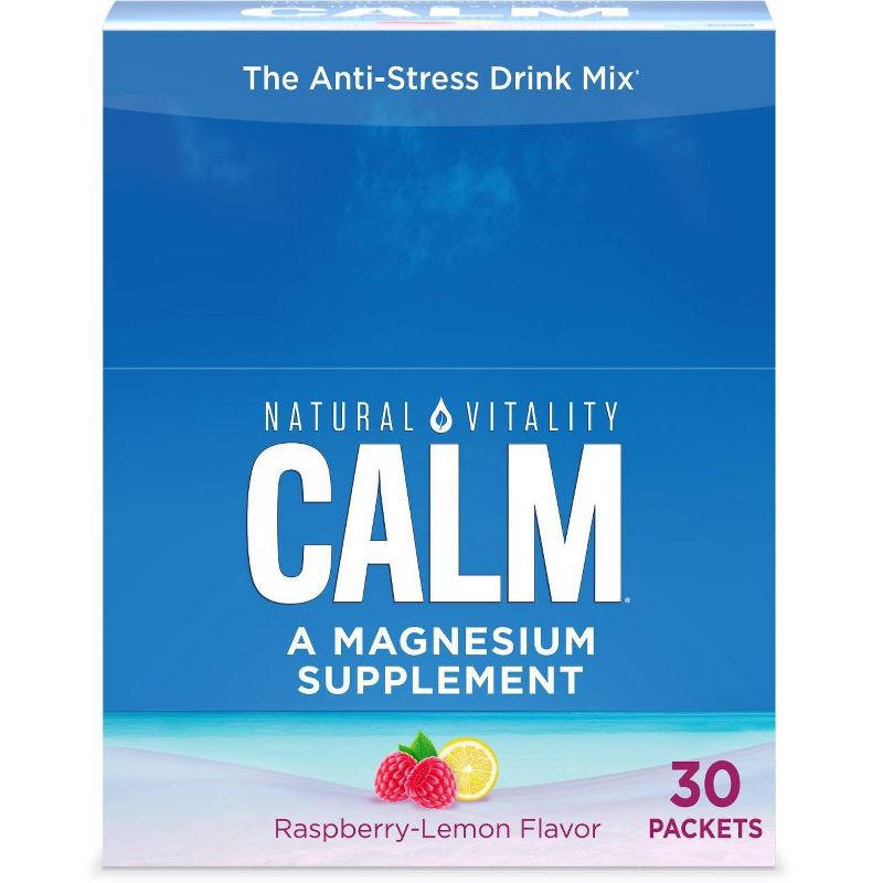 Natural Vitality Natural Calm Anti-Stress Vegan Magnesium Supplement Powder - Raspberry Lemon - 30pk