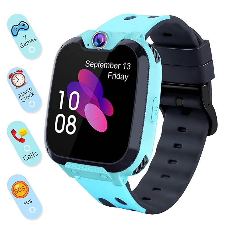 Watch for Kids Boys Girls Touch Screen Game watch with Call SOS Camera 7 Games Alarm Clock Music Player Record for Children Birthday Gifts 310 Kids Phone Watch with 1GB SD Card Blue