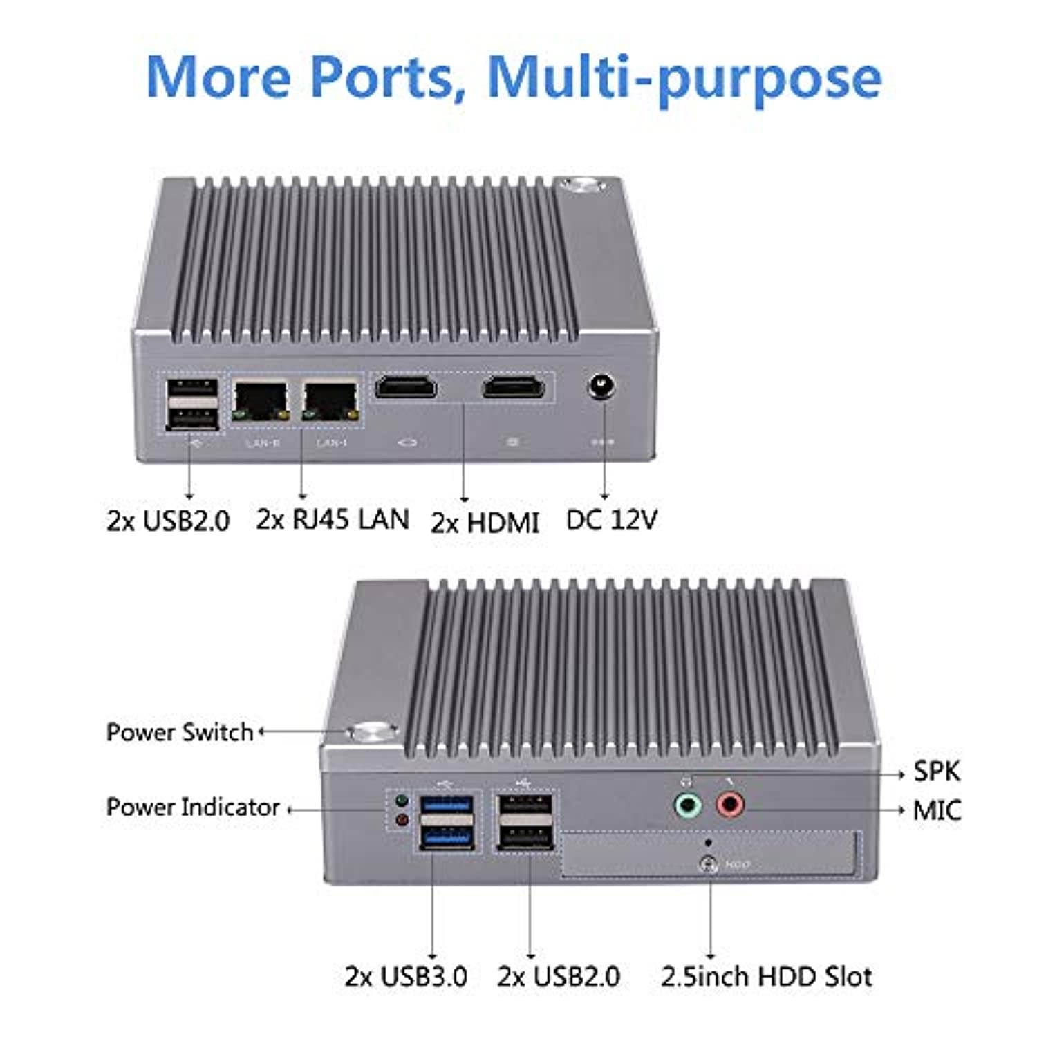 Vnopn Intel Mini PC Windows 10 Pro with License N2940 Quad-core Small Computer Dual HDMI 2X Gigabit LAN Dual-Band WiFi BT Firewall Compact Desktop, Support Auto Power on/Wake on LAN (K6-F13A)