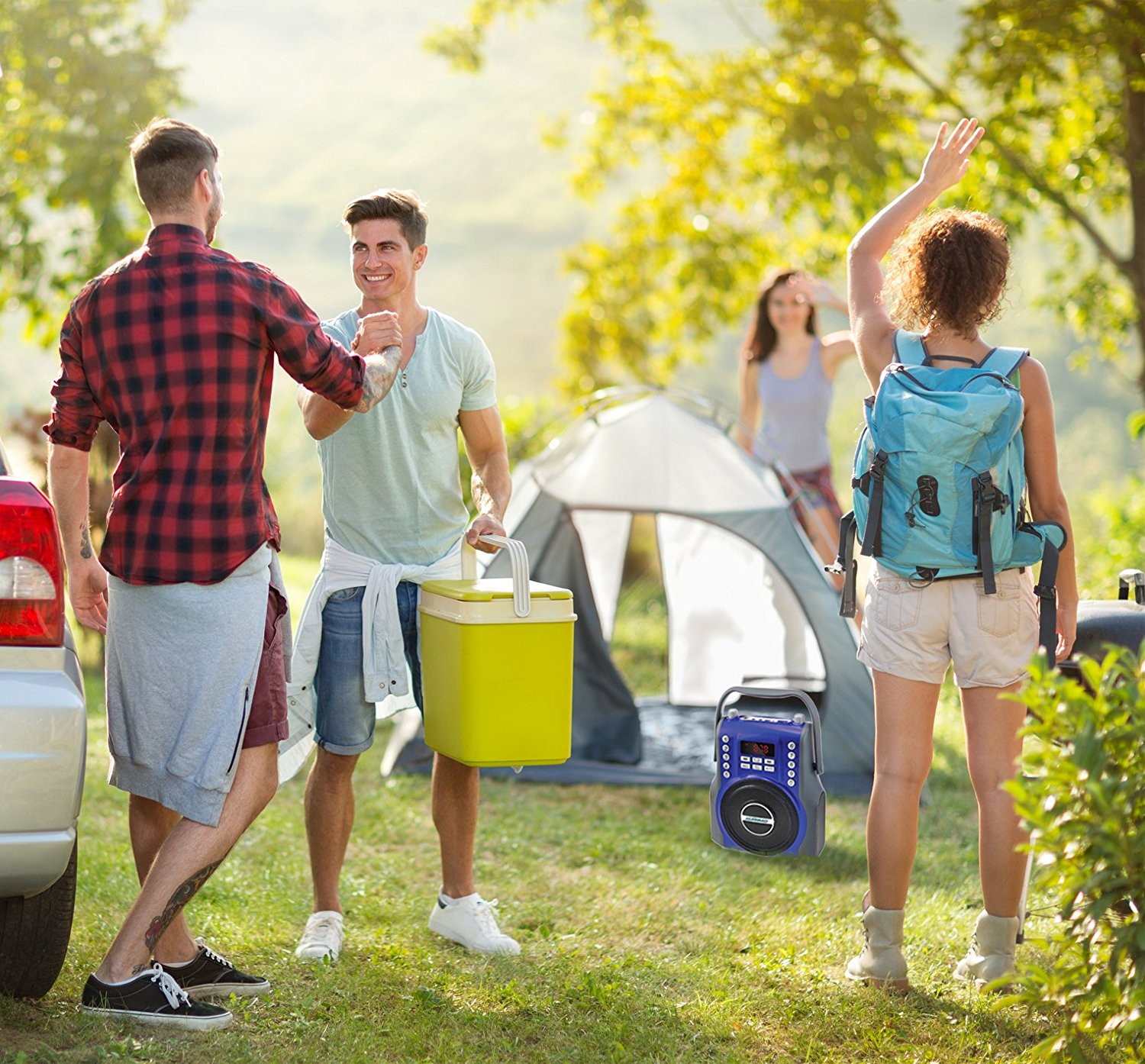 KORAMZI  Karaoke Portable Rechargeable Boombox with Bluetooth, FM Radio, AUX In (Red) KS-200RD