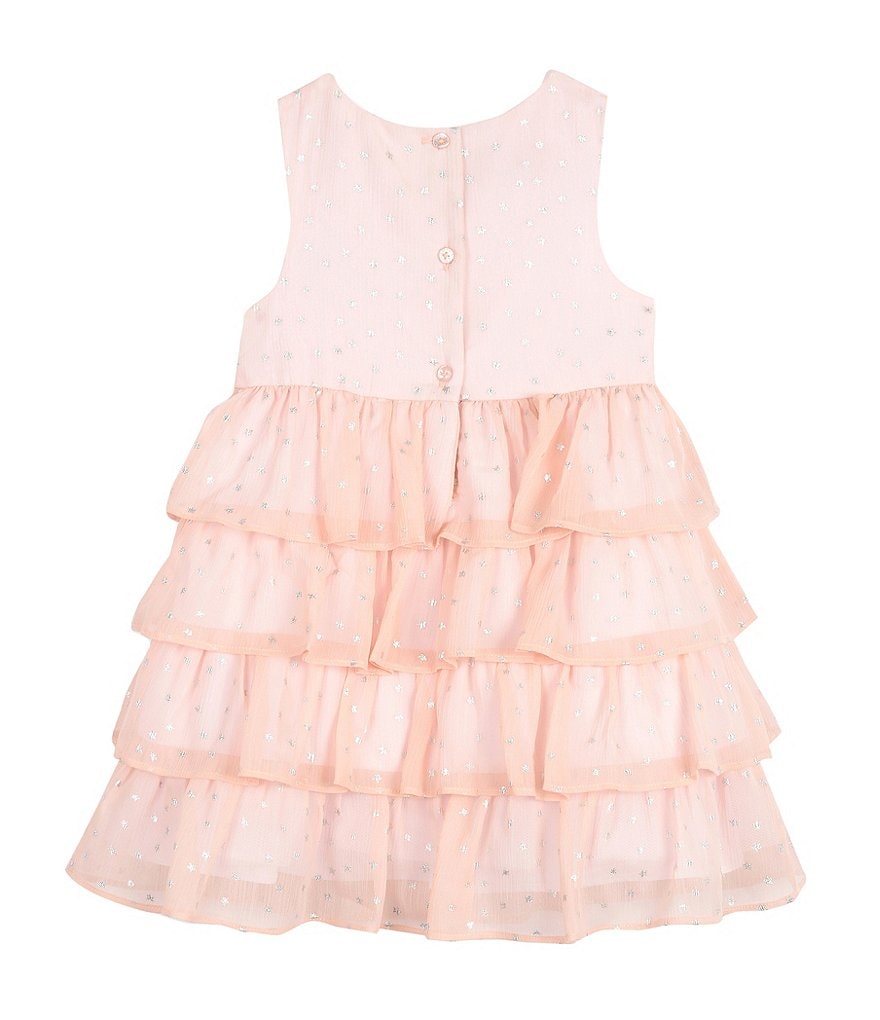 Pippa & Julie Little Girls 2T-6X Foil-Star Tiered Chiffon Fit-And-Flare Dress