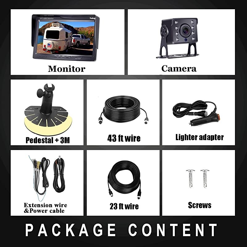 Y14 HD DIY One Wire System Backup Camera 7 Inch Monitor Kit for RVsTrucksTrailersCampers IP69K Waterproof IR Night Vision Rear View HighSpeed Observation System