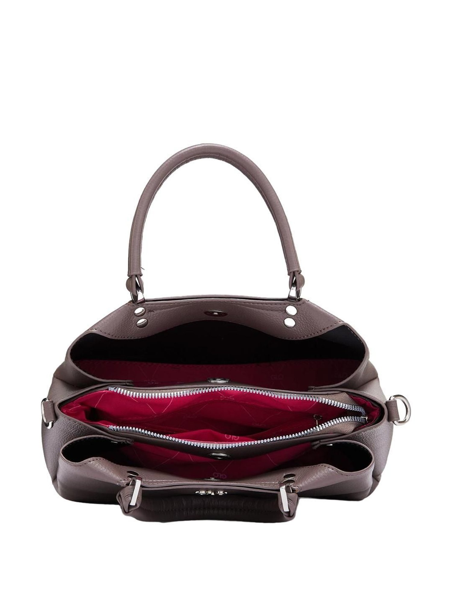 Globus Dark Grey Textured Medium Handbag