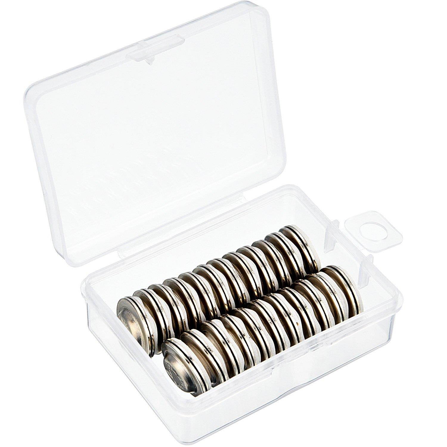 BBTO 24 Pieces Magnetic Name Badge Round Adhesive Name Tag Holders with Plastic Storage Box for Name and Circle Badges