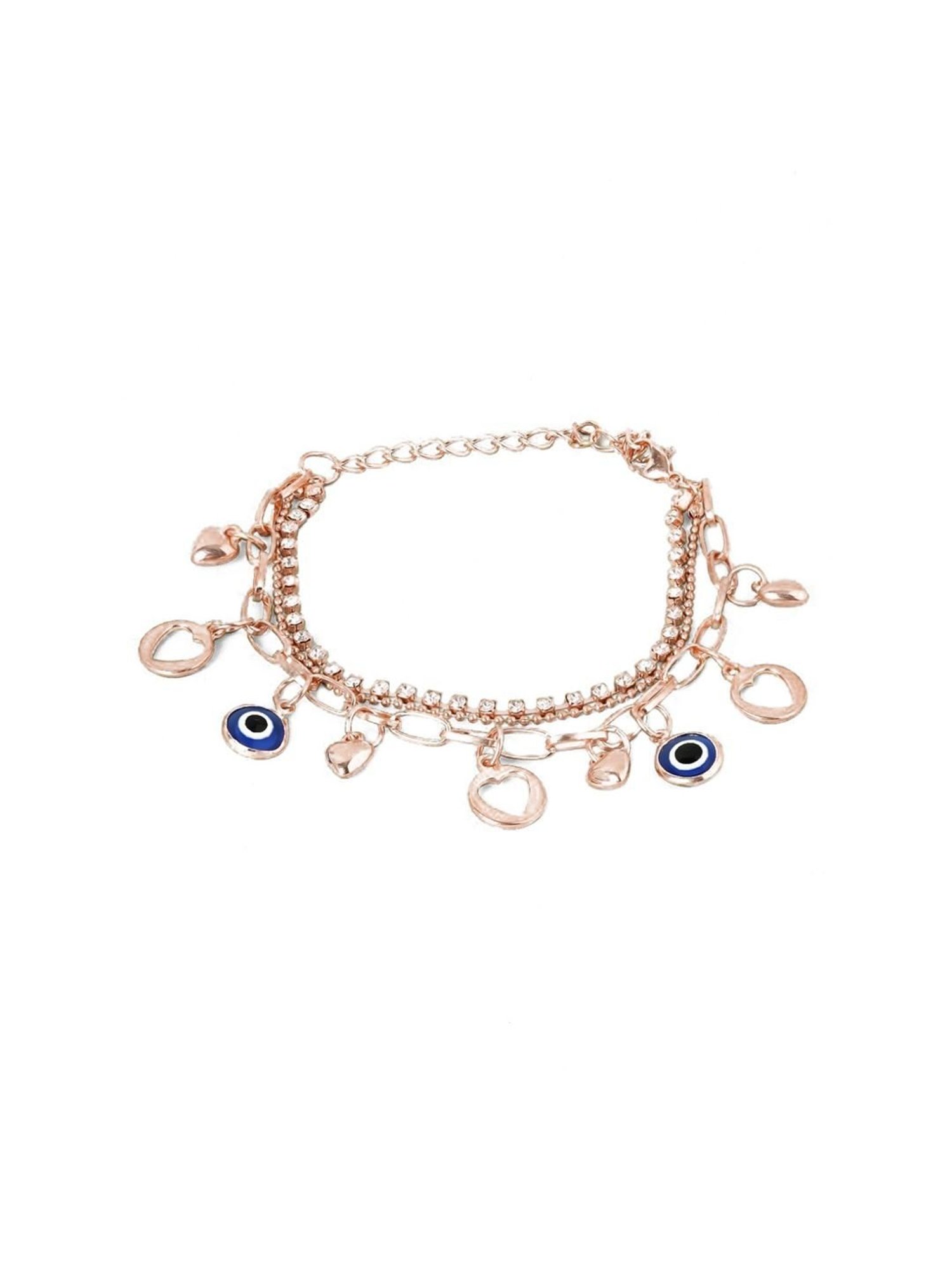 OOMPH Golden Tone Evil Eye Goodluck Charm Multi Layer Bracelet for Women
