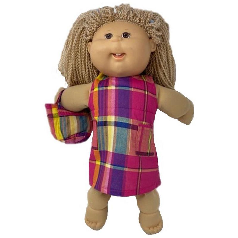 Doll Clothes Superstore Red Madras Dress With Purse For Baby Dolls