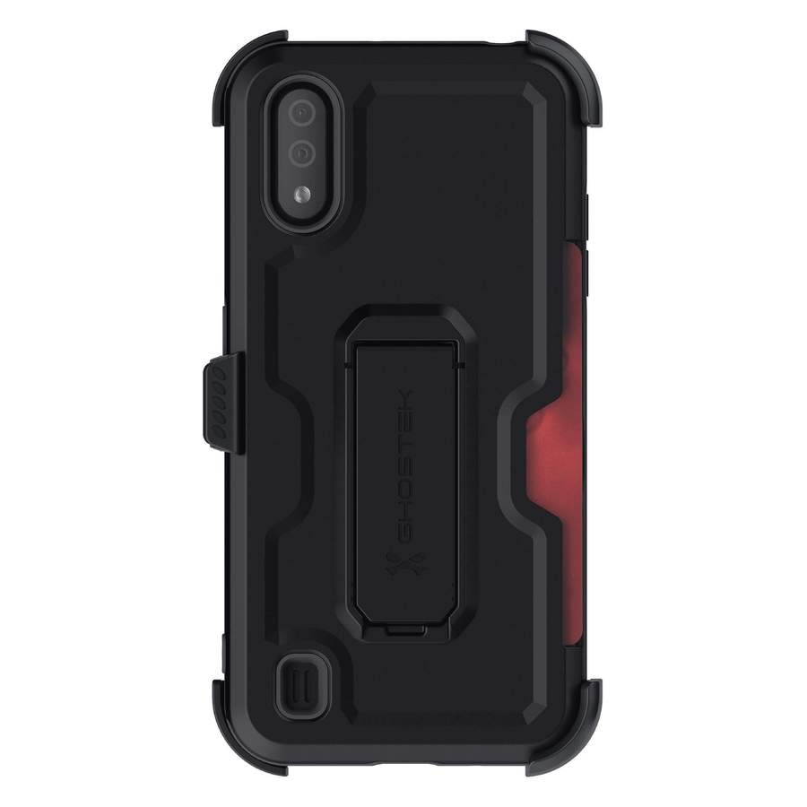 Ghostek Iron Armor Belt Clip Galaxy A11 Case with Holster, Card Holder and Stand Protective Full Body Cover with Heavy Duty Protection Slim Matte Design Galaxy A11 (6.4") (Matte Black)