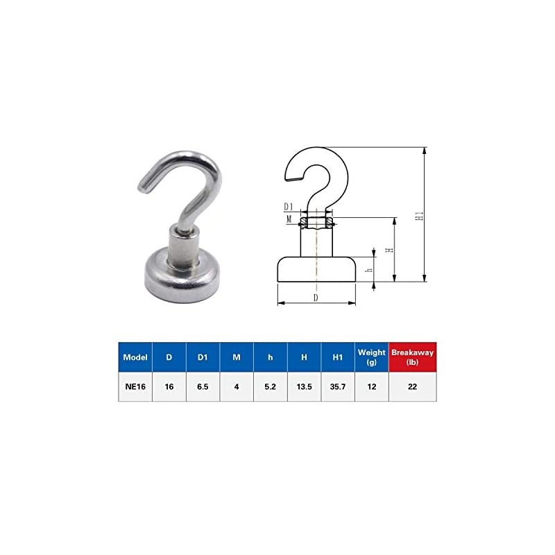 Neodymium Strong Magnetic Hooks,22Lbs Rare Earth Magnets Heavy Duty with Hook for Refrigerator,Ceiling Magnets for Hanging,Cruise,Curtain and Kitchen etc-25 Pack