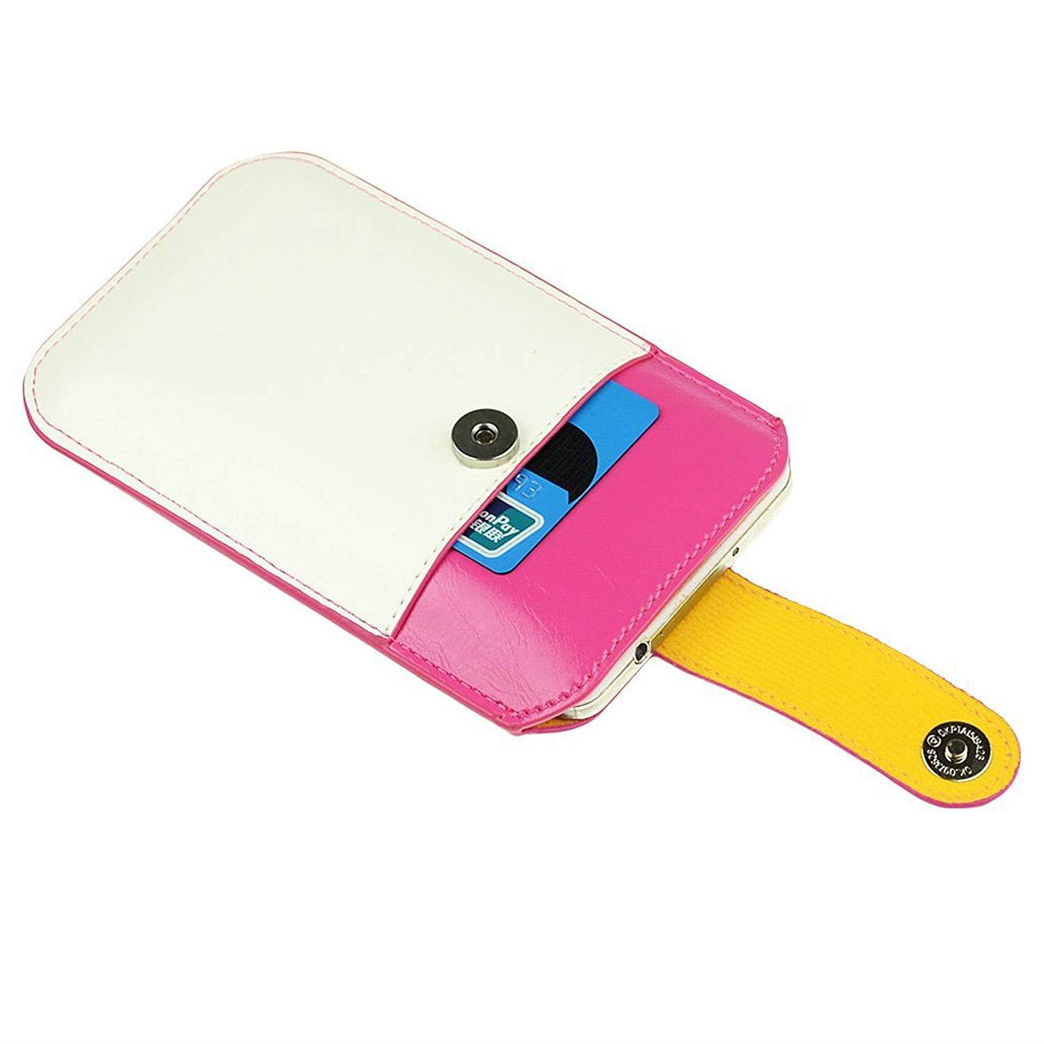 SumacLife PU Leather Sleeve Case for 4.9-Inch to 5.1-Inch iPhone 6 - Retail Packaging - Magenta/White