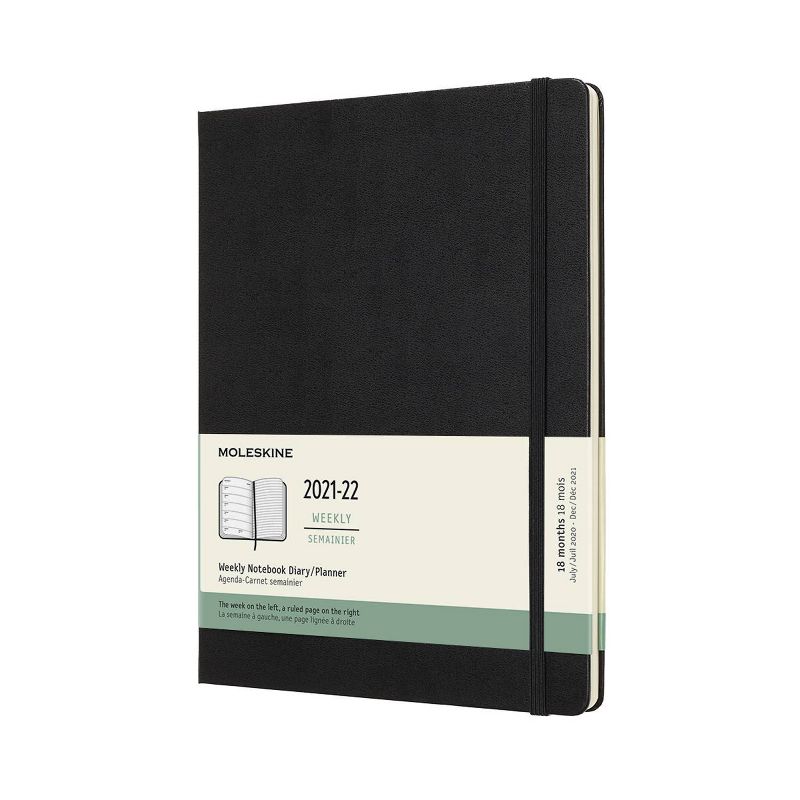 2021-22 Academic 18 Month Planner 7.5" x 9.75" Weekly XL Black - Moleskine