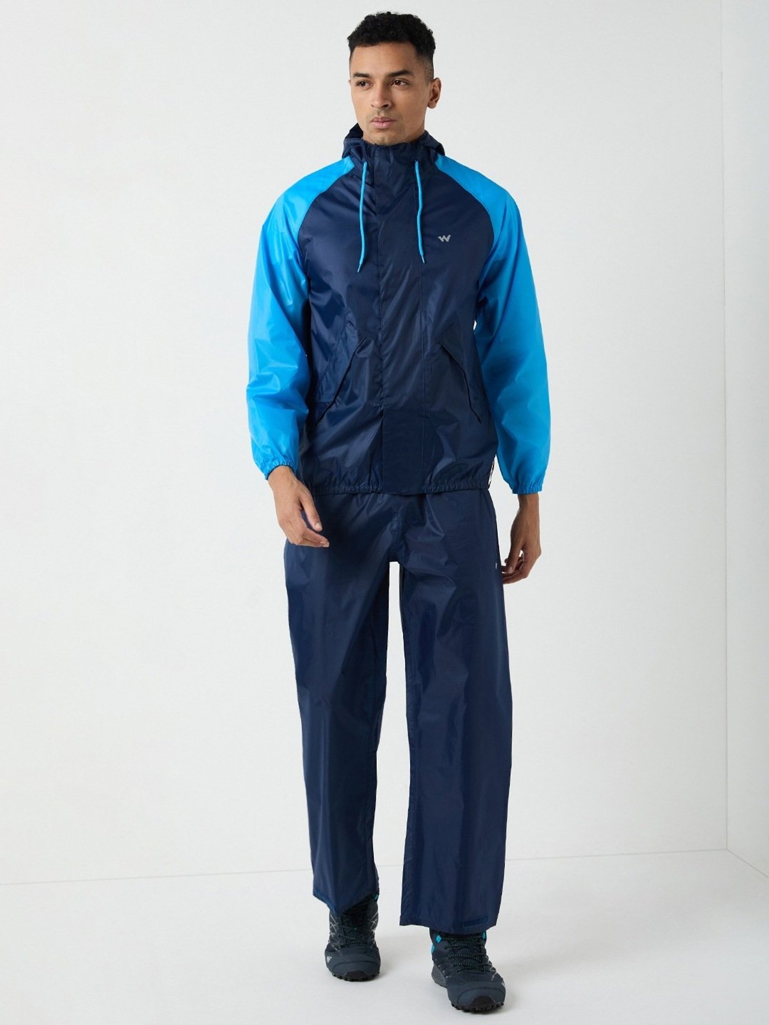 Wildcraft Navy Blue Regular Fit Colour Block Raincoat Set