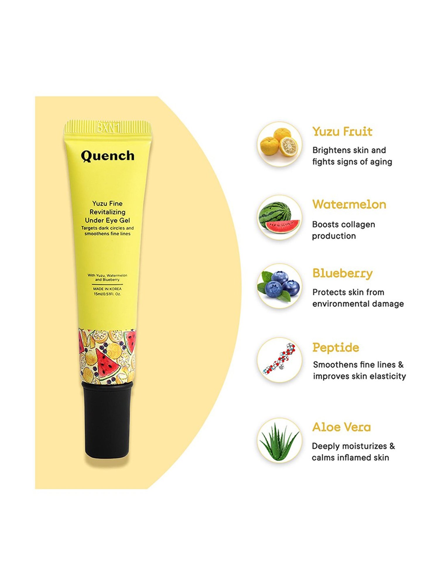 Quench Botanics Yuzu Fine Revitalizing Under Eye Gel - 15 ml