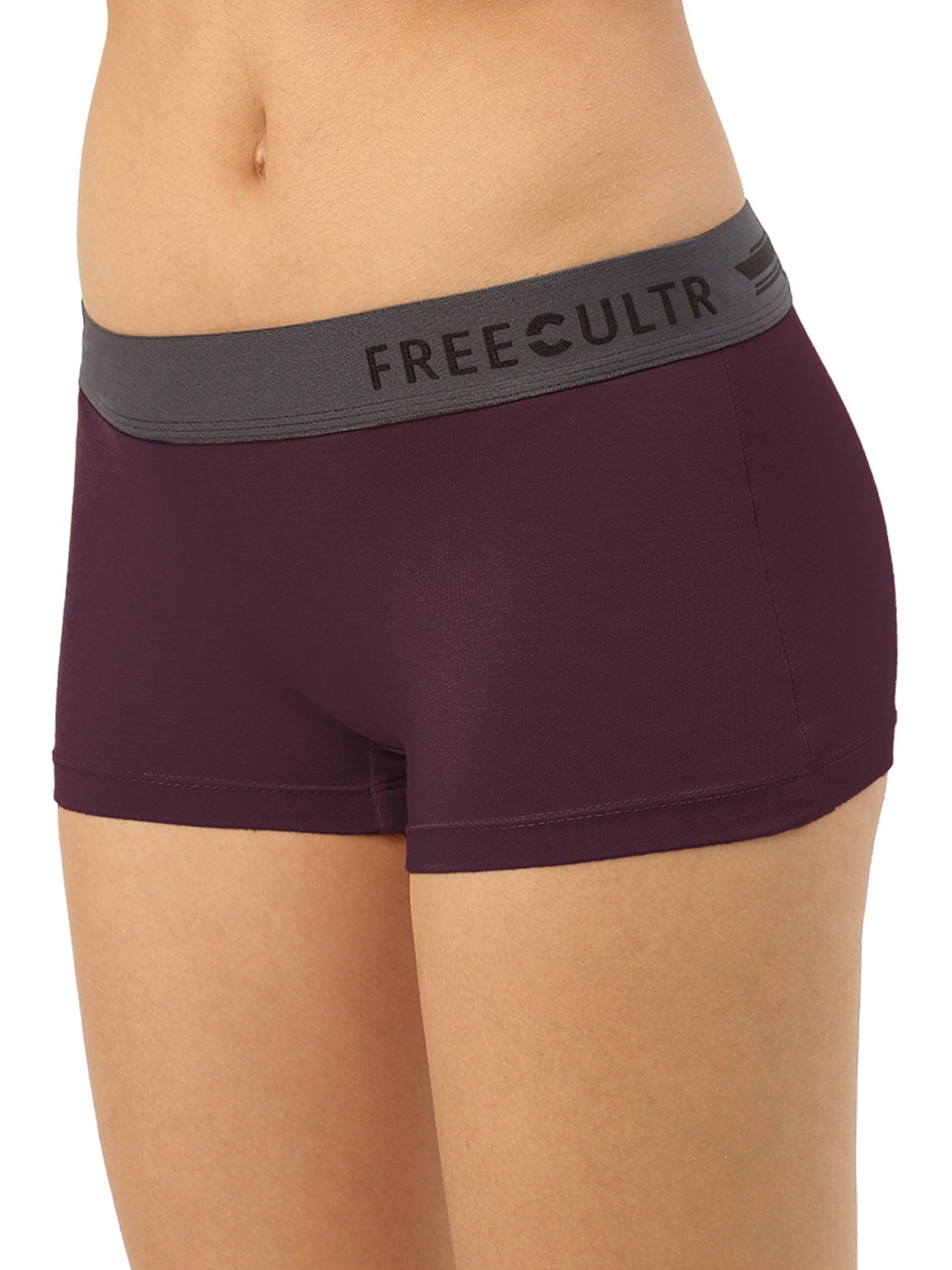 Freecultr Purple Plain Boy-Shorts Panty