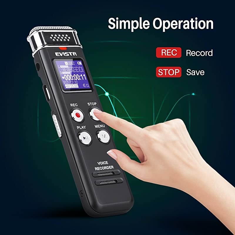 16GB Digital Voice Recorder Voice Activated Recorder with Playback Upgraded Small Tape Recorder for Lectures Meetings Interviews Mini Audio Recorder USB Charge MP3