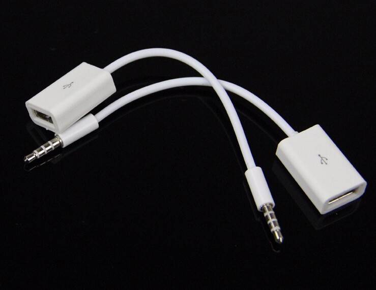 3.5mm Male auX audio Plug Jack to USB 2.0 Female Adapter Cable