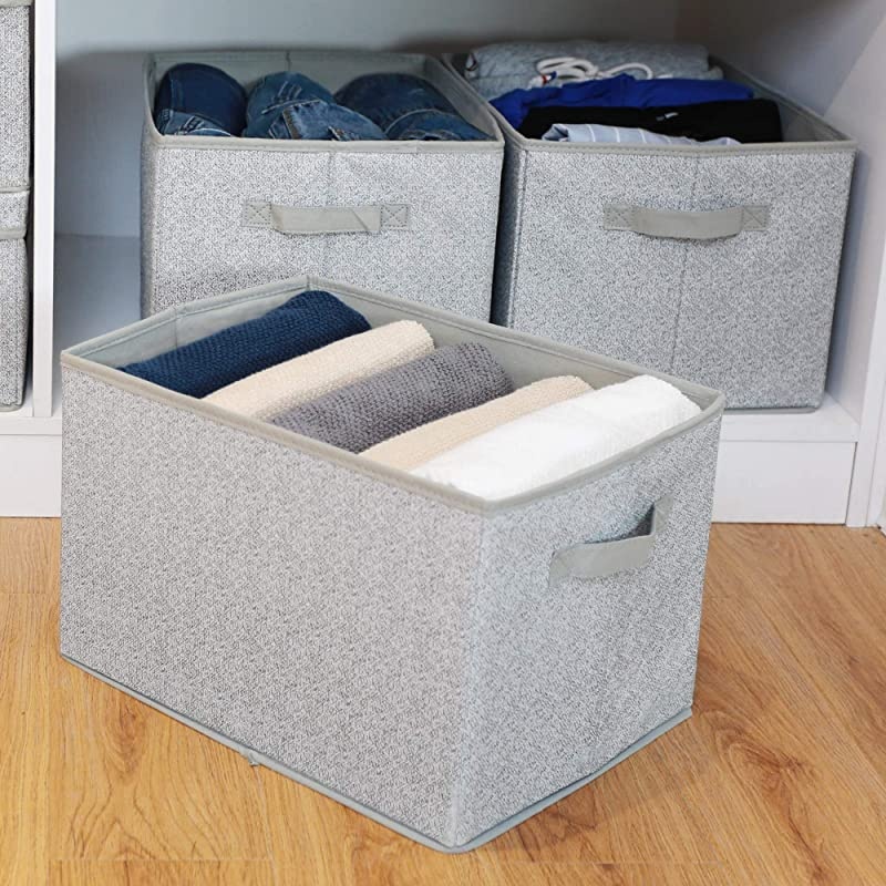 Storage Bin for Shelves Fabric Closet Organizer Shelf Cube Box with Handle Home Office Storage Baskets Gray Extra Large 3Pack
