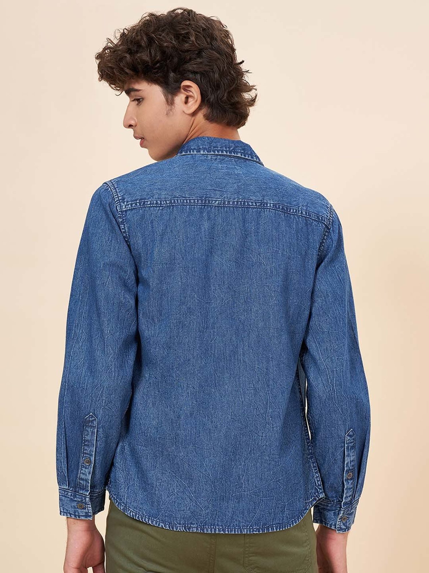 Coolsters by Pantaloons Kids Stone Blue Cotton Printed Full Sleeves Shirt