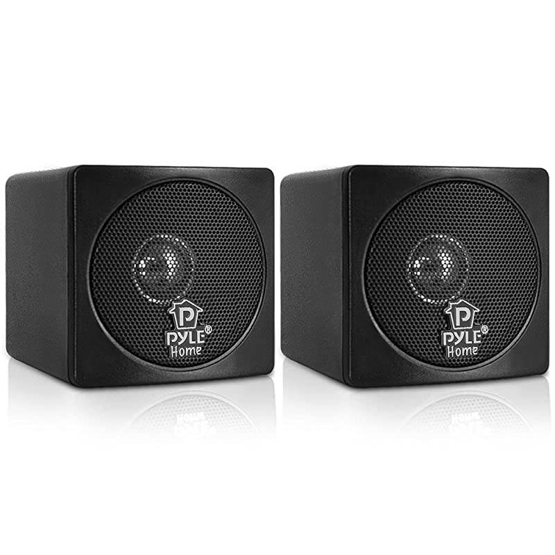 3" Mini Cube Bookshelf Speakers - 100W Small Bookshelf Speakers w/ 3" Paper Cone Driver, 8 Ohm - Passive Audio Book Shelf Speaker Pair For Home Theater Stereo Surround Sound -  Home PCB3BK (Black)