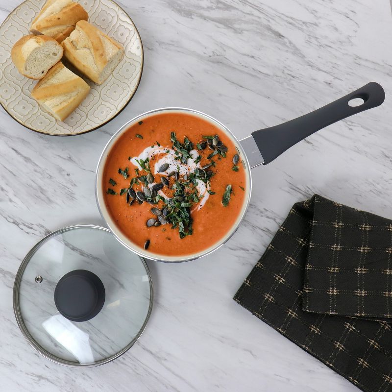 Oster 2.5 Quart Nonstick Aluminum Saucepan with Lid in Gray