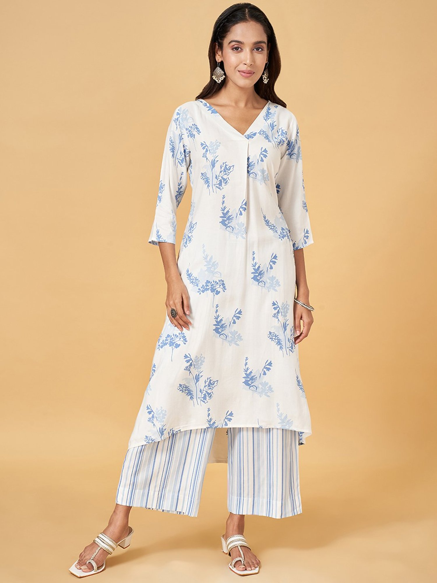 Rangmanch by Pantaloons White Printed Kurta Palazzo Set