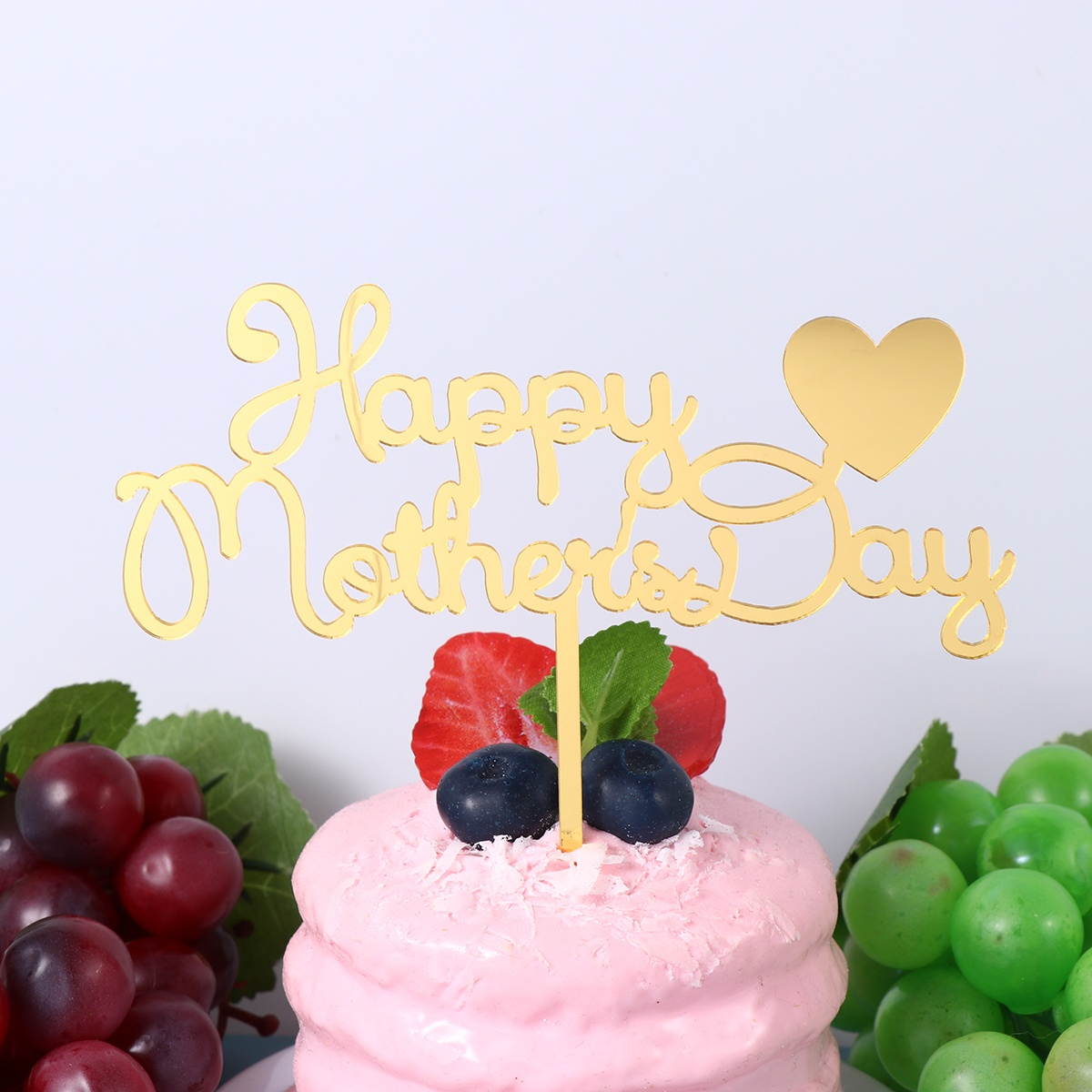 10pcs Gold Letter Acrylic Cake Toppers Mom Theme Cake Picks Heart DIY Cake Decoration Mothers Day Party Dessert Insert Favor