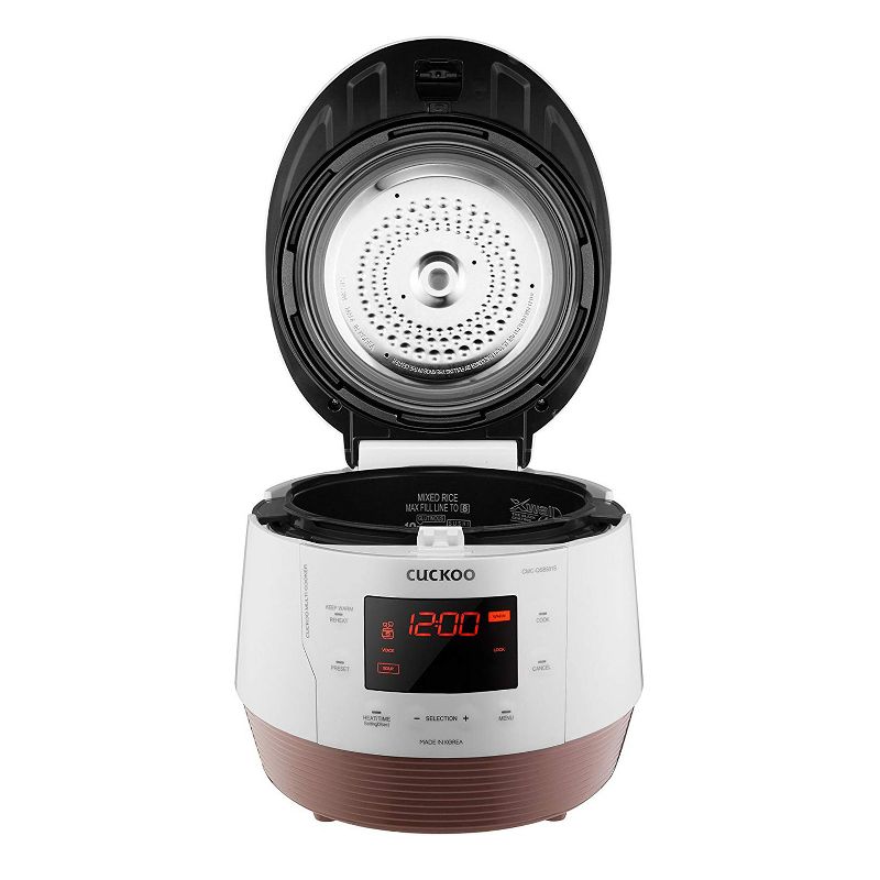 Cuckoo Q5 Premium 8-in-1 (Pressure, Slow, Rice Cooker, Steamer, Warmer, Yogurt, Soup Maker) Multicooker Steel Q50 Non-Stick Coating, White & Gold
