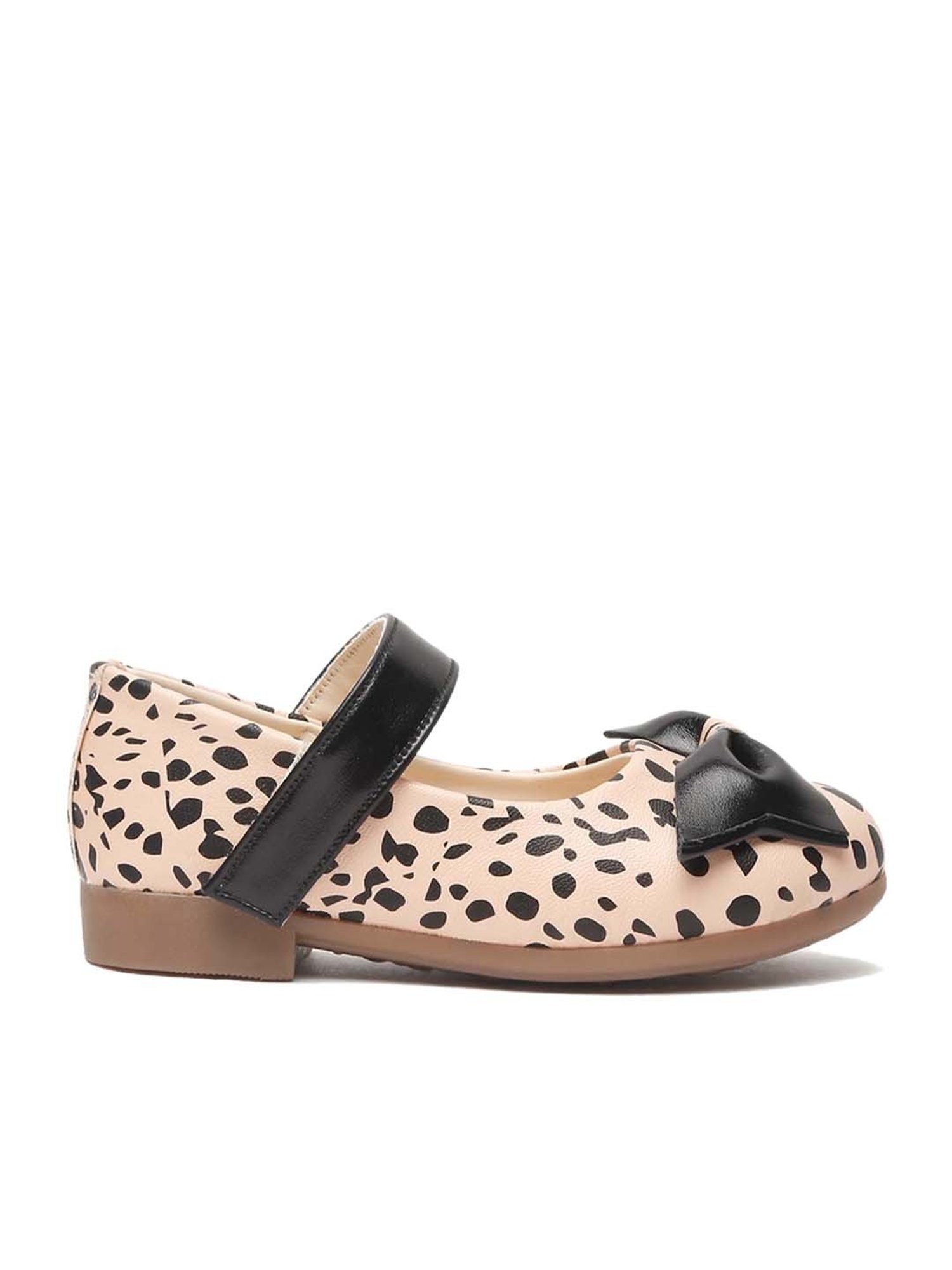 Tiny Bugs Kids Black & Peach Mary Jane Shoes