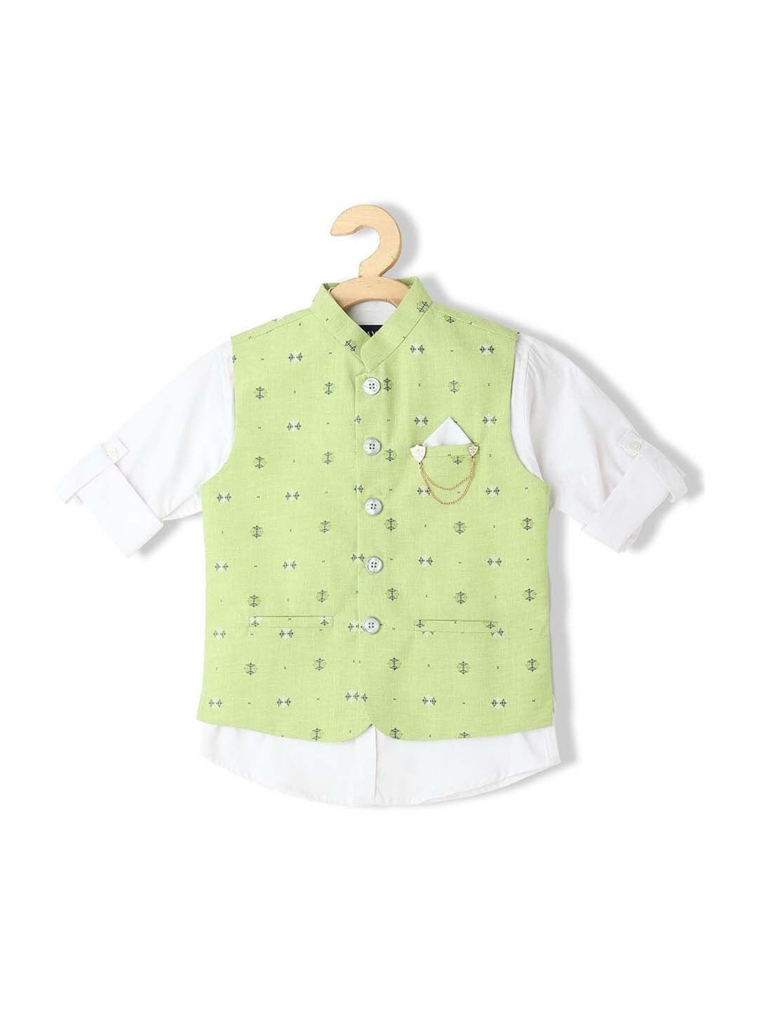 Crimsoune Club Kids Mint Solid Full Sleeves Blazer